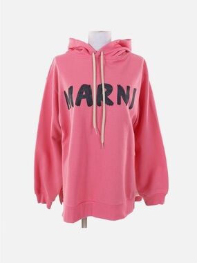 Marni Pink Logo Drawstring Hoodie size 40